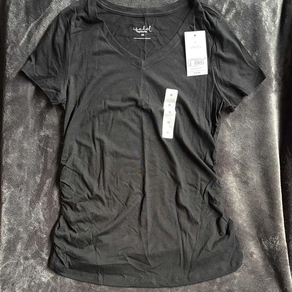 Black V-Neck Maternity Top